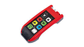 Dispositivo con teclas TGD-8 con 8 teclas de dos etapas, interruptor de parada e interruptor basculante, opcionalmente con indicador de estado LED RGB.