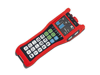 Control unit TGE-121 with 25 single-stage push buttons, optional 2.8" color display, RGB LEDs, and touchless safety switch (PSEN).