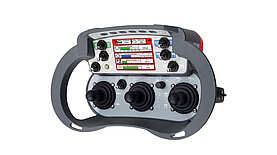 Foto des T5 Joystickgeräts, das sein robustes Design und die Bedienelemente für präzise Steuerungsanwendungen hervorhebt.